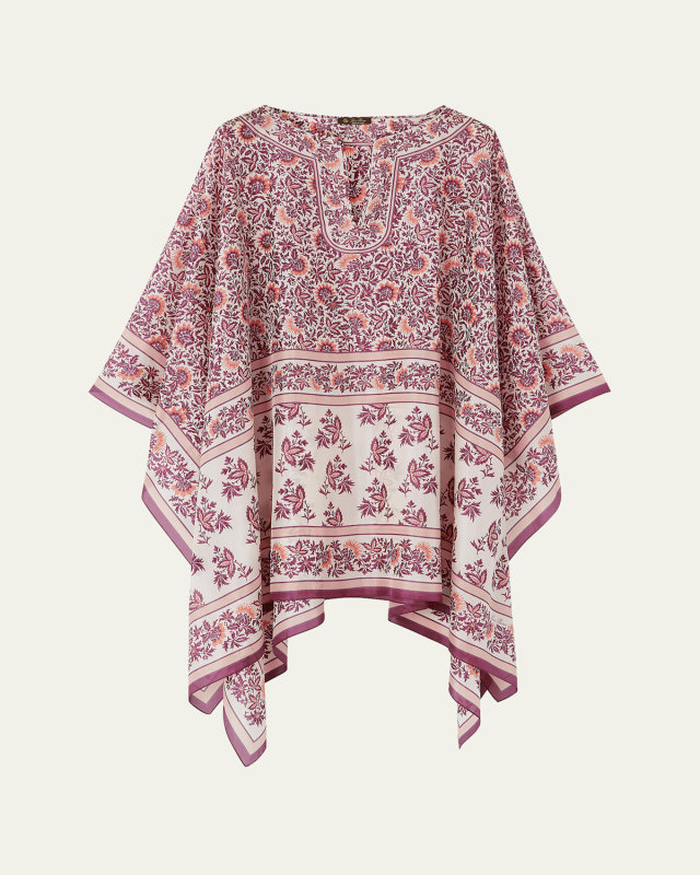 Daniela Flower-Printed Silk Caftan